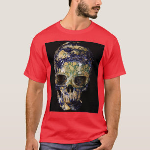 T-shirt Art bleu vert crâne pierre