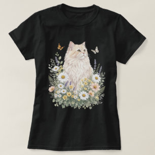 T-shirt Art botanique de la fleur sauvage du chat crème