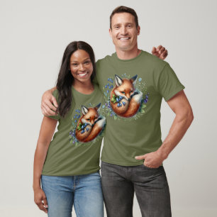 T-shirt Art botanique du renard floral de la forêt