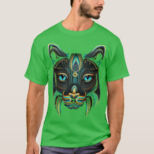 T-shirt Art Chat Azteca Kitten Ancien Aztèque Indigène Des