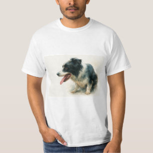 T-Shirt Art Chien de Berger Border Colwatercolor 