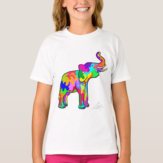 T-shirt Art coloré des éléphants (Devant)