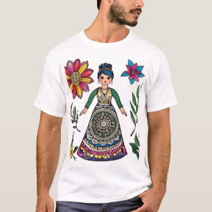 T-shirt Art Coloré – Modèle de Fleur Spirituel Bohème