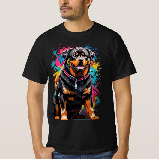 T-shirt Art couleur Rottweiler (Devant)