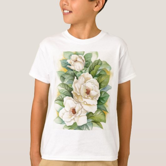 T-shirt Art d'aquarelle de fleur de magnolia - multi (Devant)