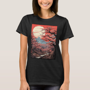 T-shirt Art d'Arbre en Fleur de Cerisier Japonais Imprimer