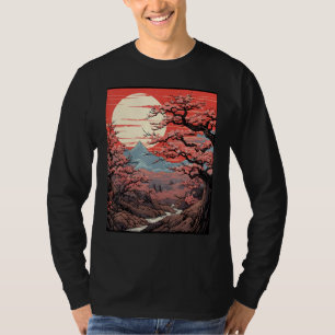 T-shirt Art d'Arbre en Fleur de Cerisier Japonais Imprimer