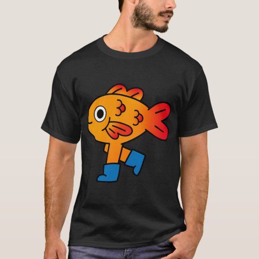 T-shirt art de bottes de poisson doré (Devant)