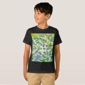 T-shirt Art de bruit abstrait de feuillage en vert blanc (Devant entier)