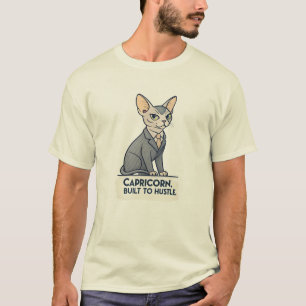T-shirt Art de Capricorne Zodiaque Chat Sphynx Construit p