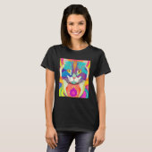 T-shirt Art de chat coloré (Devant entier)