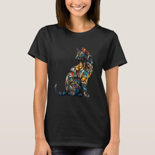T-shirt Art de chat en vitrail (Devant)