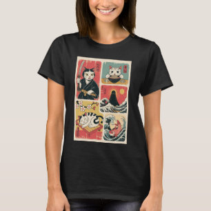 T-shirt Art de chat japonais style rétro vintage drôle de