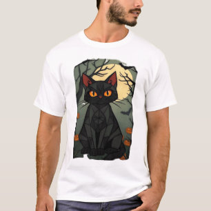 T-shirt Art de chat noir mystique d'Halloween - Félin effr