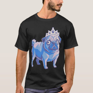 T-shirt Art de chien royal Princess Pug, style géométrique