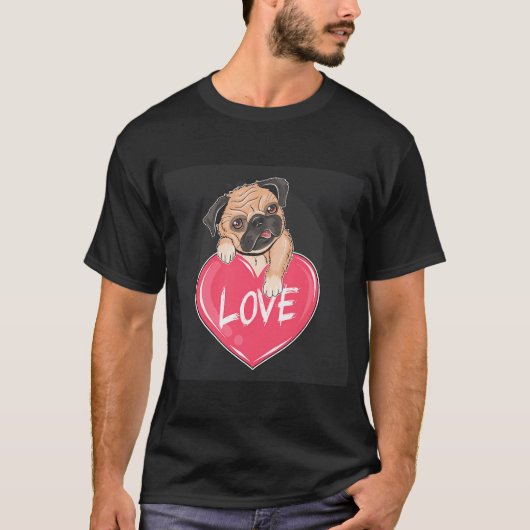 T-shirt Art de chiot Saint-Valentin de Pug (Devant)