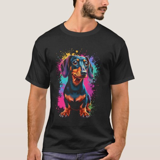 T-shirt Art de dachshund coloré (Devant)