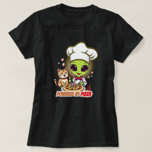 T-shirt Art de dessin animé de chat et de chef pizza extra