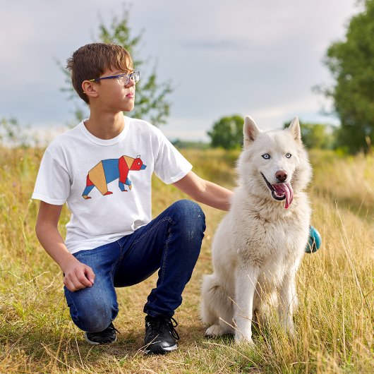 T-shirt Art de dessin d'ours en polygone bas