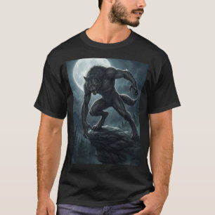 T-shirt Art de fantasy sombre de loup-garou gothique plein