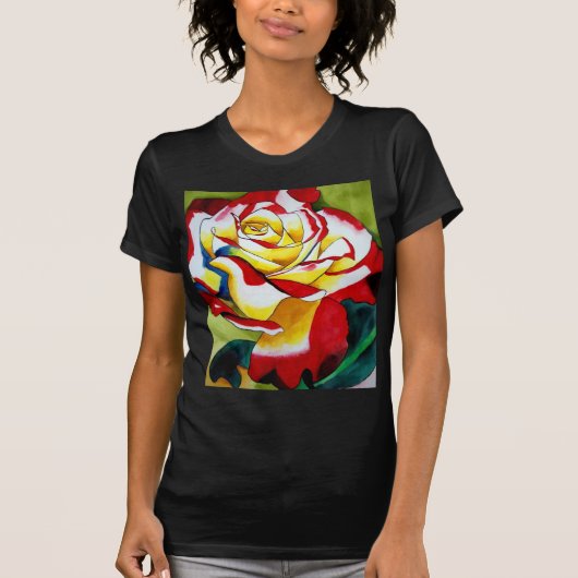 T-shirt Art de fleur d'aquarelle originale Tea Rose (Devant)