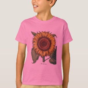 T-shirt Art de fleur de damas vintage tournesol