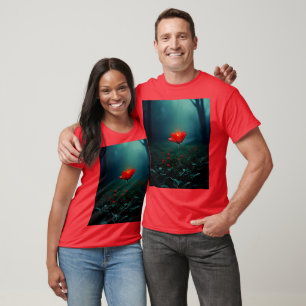 T-shirt Art de fleur rouge lumineuse unique