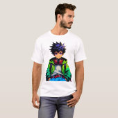 T-shirt Art de garçon anime cool (Devant entier)