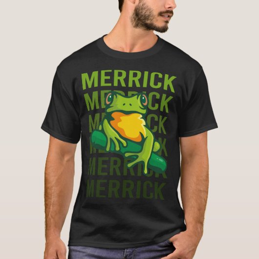 T-shirt Art de grenouille - Nom Merrick (Devant)
