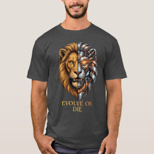 T-shirt Art de gym motivant Lion Cyborg Évoluer ou Mourir