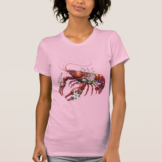 T-shirt Art de la langouste florale (Devant)