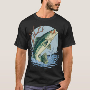 T-shirt Art de la pêche dynamique au bass - Achigan à gran