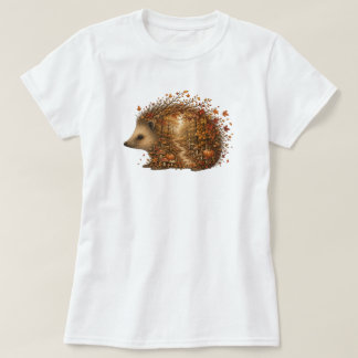T-shirt Art de la silhouette de la forêt de hérisson d'aut