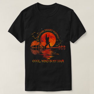 T-shirt Art de la silhouette de la lune rétro sur l'autoro