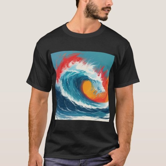 T-shirt Art de la vague de l'océan (Devant)