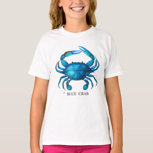 T-shirt Art de l'aquarelle du crabe bleu - Vie marine côti (Devant)