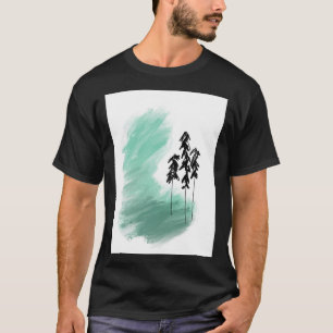 T-shirt art de l'arbre vert scandinave simple moderne ment