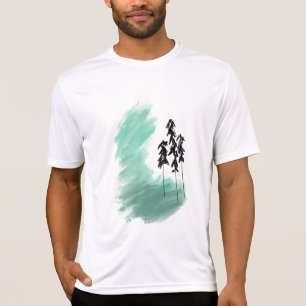 T-shirt art de l'arbre vert scandinave simple moderne ment