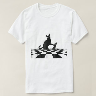 T-shirt Art de l'échec et mat du chat noir