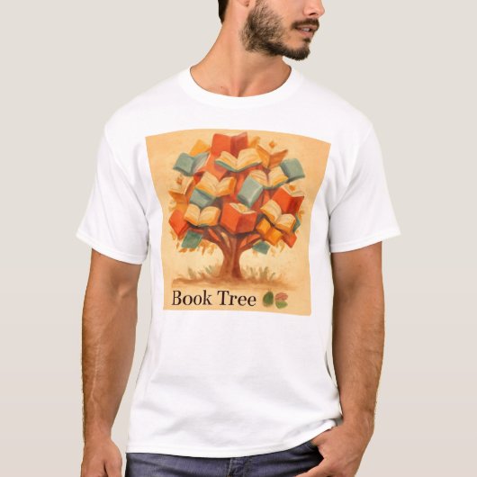 T-shirt Art de lecture confortable de l'arbre du livre (Devant)