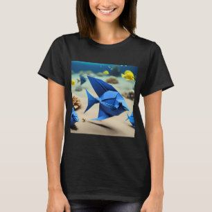T-shirt Art de l'origami - Symphonie Azur : Tangs bleus da