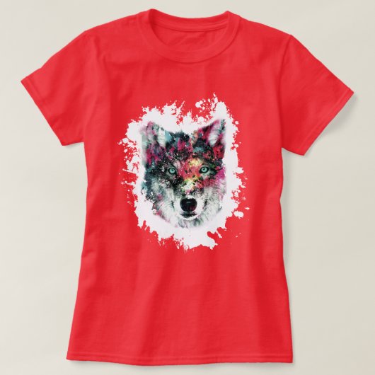 T-shirt Art de loup coloré (Design devant)