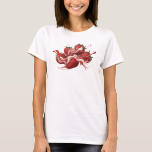 T-shirt Art de mode captivant aux fraises abstraites rouge