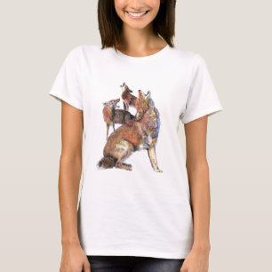 T-shirt Art de nature animale de coyotes d'hurlement