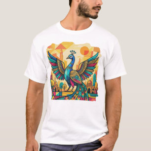 T-shirt Art de paon coloré Illustration de paon indien