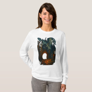 T-shirt Art de paysage urbain sombre surréaliste avec figu