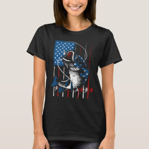 T-shirt Art de pêche pour hommes femmes drapeau américain