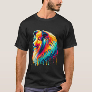 T-shirt Art de peinture dégoulinante Shetland Sheepdog She