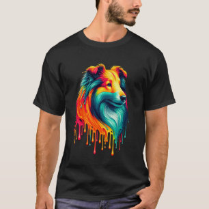 T-shirt Art de peinture dégoulinante Shetland Sheepdog She