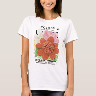 T-shirt Art de pochette de graines vintage, fleurs de jard